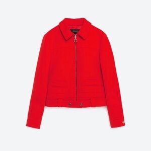 Zara Red Cropped Jacket